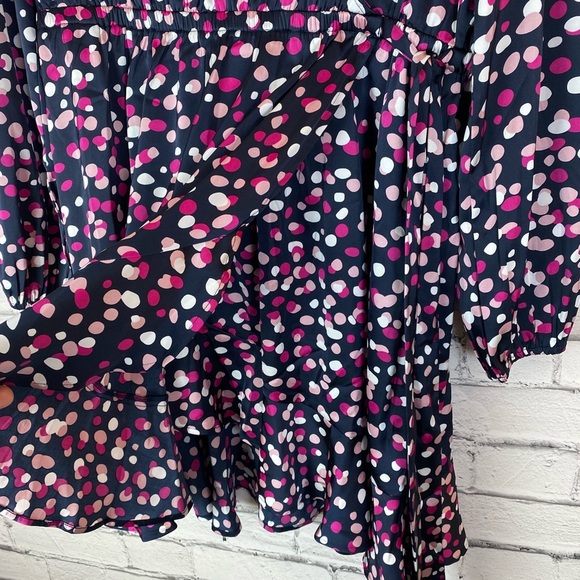 The Drop Pink Polka Dot Abstract Print Faux Wrap Long Sleeved Dress Size XL NWT - Picture 9 of 13